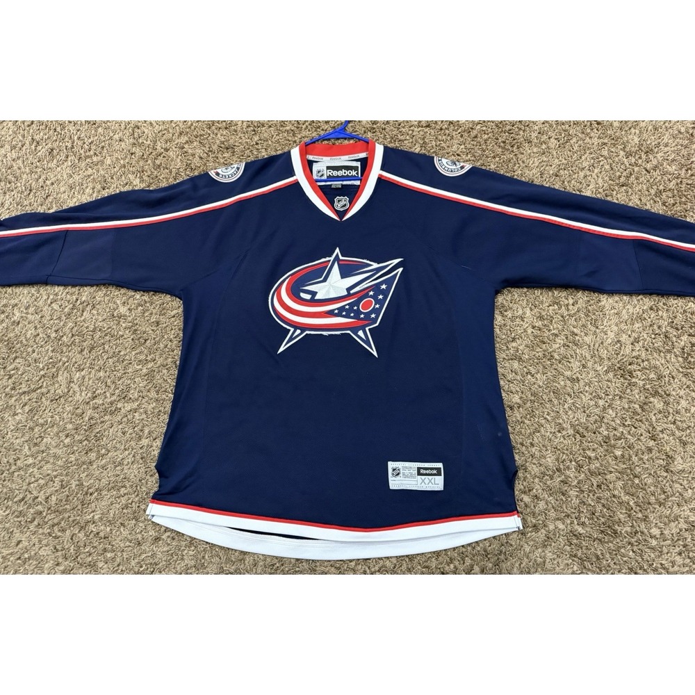 Reebok Columbus Blue Jackets Blank Home Hockey Jersey Mesh Mens Size 2XL
